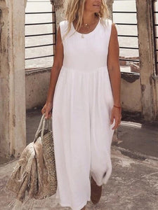 Round Neck Sleeveless Casual Vest Dress