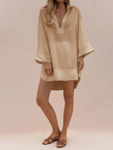 Load image into Gallery viewer, Simple Casual Loose V-Neck Long Sleeve Mini Dress
