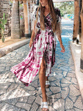 Load image into Gallery viewer, Tie-dyed V-neck High Waist Casual Dress
