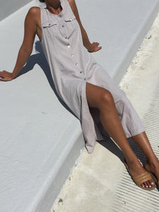Solid Color Sleeveless Pocket Dress