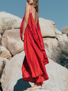 Summer Casual Sexy Backless Sling Loose Maix Dress