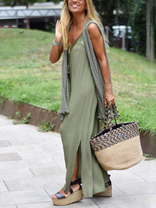 Simple Casual Loose Sling Dress Short Sleeve Coat Suit