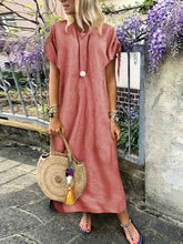 Load image into Gallery viewer, V Neck Short Sleeve Pure Plain Casual Dress
