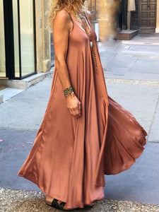 Sexy Loose Solid Color Sleeveless Camisole Dress