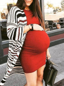 Sexy Sleeveless Solid Color Maternity Dress