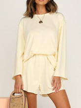 Load image into Gallery viewer, Casual Loose Solid Color Round Neck Long Sleeve Two-piece Suit
