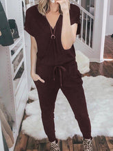 Load image into Gallery viewer, Short Sleeve Solid Color Pockets Lounge Set

