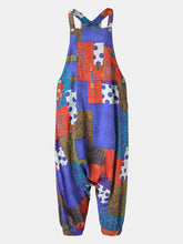 Load image into Gallery viewer, Vintage Printed Sleeveless Loose Overalls Jumpsuit
