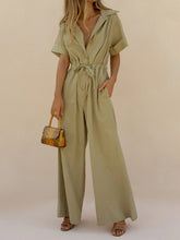 Load image into Gallery viewer, Fashion Simple Casual Loose V Neck Short-Sleeved Jumpsuit
