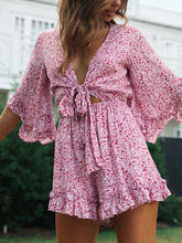 Load image into Gallery viewer, Lace Flared Sleeve Ruffled Casual Dress
