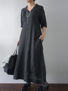 Casual Solid Color Fashion V-neck Dress