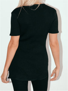 Round Neck Short Sleeve Knitted Loose Suit