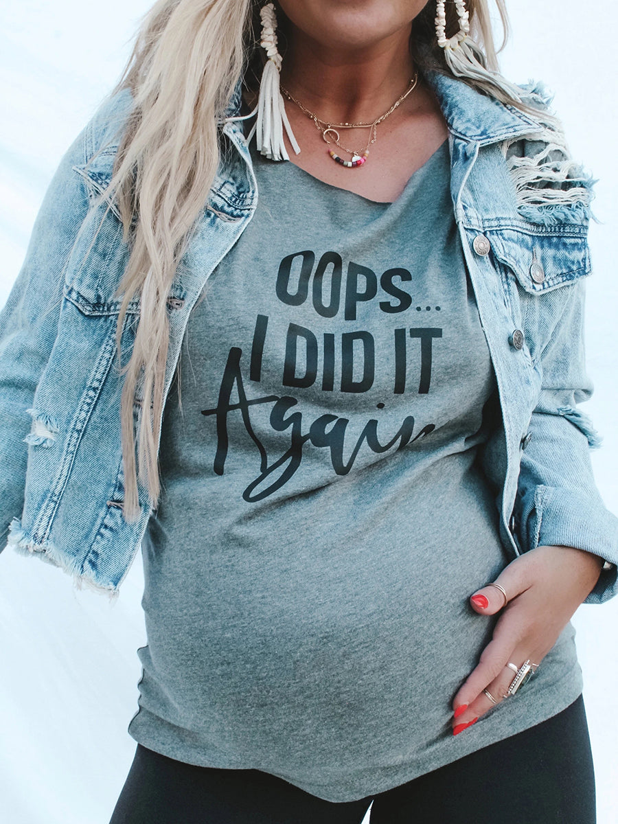 Casual Letter Printed Maternity Top
