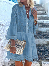 Load image into Gallery viewer, Pure Color Hollow Lace Stitching Dress
