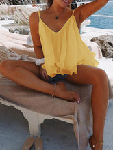 Load image into Gallery viewer, Pure Color Fluffy Hem Loose Sexy Sling Tops
