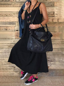 Solid Color Casual Fashion Suspender Dress
