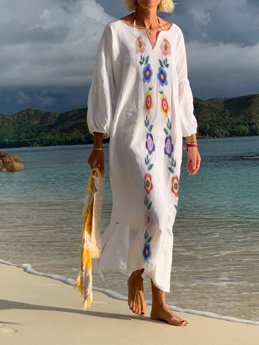 Solid Casual Print Long Sleeve Dress