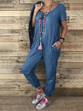 Load image into Gallery viewer, Casual Fashion Round Neck Pocket Jumpsuit

