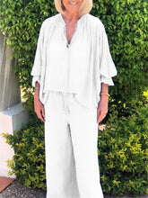 Load image into Gallery viewer, Casual Loose V-Neck Top Trouser Suit
