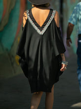 Load image into Gallery viewer, Boho Oversized Fringe Open Shoulder Beach Casual Dress
