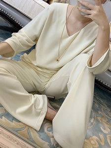 Fashionable Simple Casual Loose Comfortable Top Pants Suit