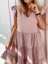Load image into Gallery viewer, Solid Color V-neck Ruffled Dress
