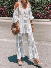 Load image into Gallery viewer, Fashion Casual V-neck Long Sleeve Hollow Printed Two-piece Set
