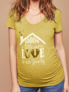 Casual V-neck Printed Maternity Top