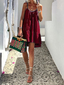 Sling Solid Color V-Neck Dress