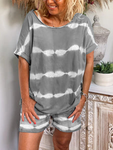 Simple Casual Loose Top Shorts Set