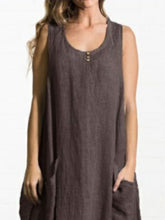 Load image into Gallery viewer, Round Neck Sleeveless Pocket Vest Dress
