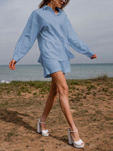 Load image into Gallery viewer, Solid Color Long Sleeve Shirt Suit
