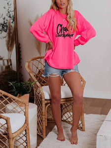 Printed Casual Off-The-Shoulder Long-Sleeved T-Shirt