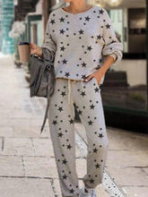 Load image into Gallery viewer, Simple Casual Loose Top Pants Star Print Set
