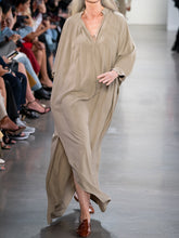 Load image into Gallery viewer, Simple Casual Loose V-Neck Long Sleeve Maxi Dress
