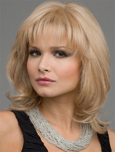Blonde Bob Short Micro Curly Air Bangs Synthetic Wigs
