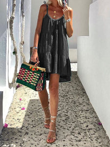 Sling Solid Color V-Neck Dress