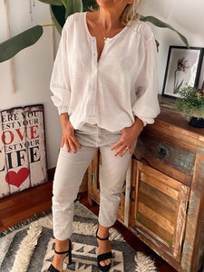 Round Neck Long Sleeve Solid Color Casual Loose Blouses
