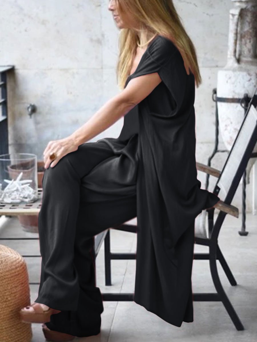 Simple Casual Loose Top Pants Coat Comfortable Soft Three-Piece Suit