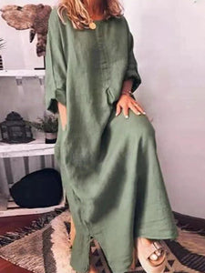 Solid Color Long Sleeve Casual Dress