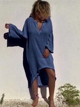 Load image into Gallery viewer, Plus Size V Neck Pink Beach Solid Dresses
