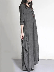 V-neck Long Sleeve Loose Casual Maxi Dress