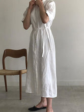 Load image into Gallery viewer, Middle Sleeve Solid Color Casual Shirt Dress
