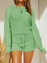 Load image into Gallery viewer, Fashion round neck solid color loose sleeve two-piece suit
