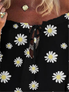 Bohemian Pastoral Casual Loose Daisy Print Top