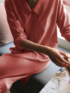 Casual Lapel Solid Color Shirt Dress
