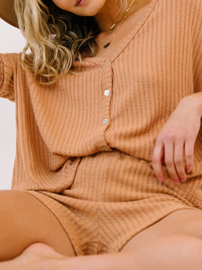 Casual Loose Solid Color Button Two-piece Suit