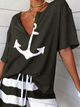Load image into Gallery viewer, Short Sleeve Print V-neck T-shirts
