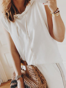 Round Neck Sleeveless Solid Color Women's Suit