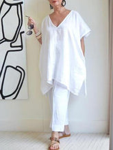 Load image into Gallery viewer, Simple Casual Loose V-Neck Top Suit Set
